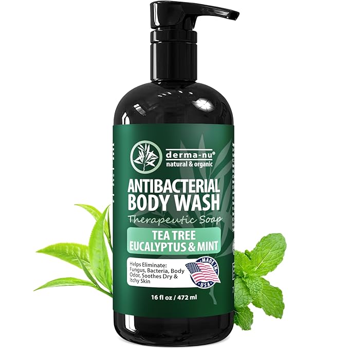 Therapeutic Soap - Antibacterial And Tea Tree Body Wash For Jock Itch, Athletes Foot, Eczema And Back Acne - Anti Bacterial Body Soap For Men And Women Safe For All Skin Types - 16 Oz