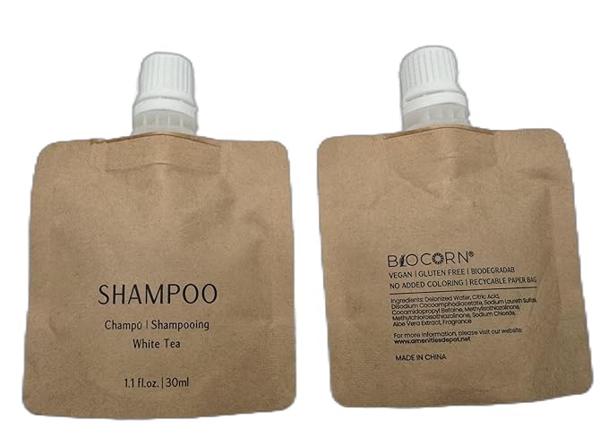 Shampoo Recyclable Kraft Paper Pouch Bag (100 Pack, 1.1oz/30ml)