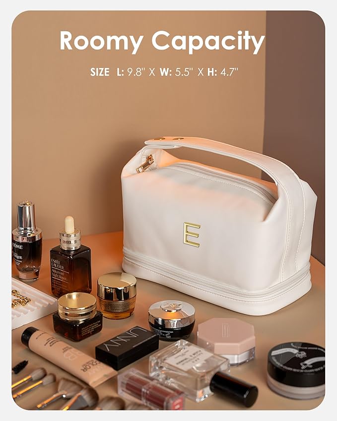 Birthday Gifts for Women, Personalized Makeup Bag with Handle, Gifts for Teen Girls Cosmetic Bag with Makeup Brush Organizer, Gifts for Friends Female Mom-Graduation Gift for Teens Girls