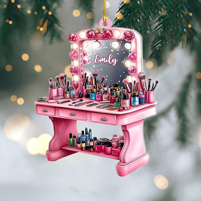 Personalized Makeup Tools Ornament β Custom Beauty Christmas Tree Decoration, Holiday Keepsake Gift for Makeup Artists, Cosmetologists, Beauty Lovers, Salon Owners, Families and Coworkers (MKH7)