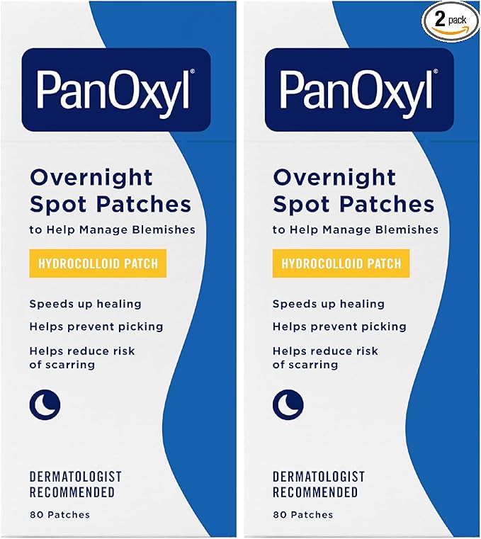 PanOxyl PM Overnight Spot Patches, Advanced Hydrocolloid Healing Technology, Fragrance Free, 80 Count (Pack of 2)
