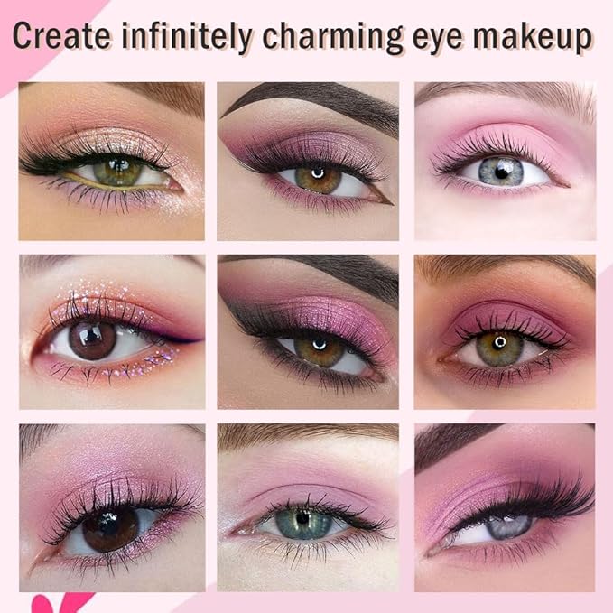 18Colors Purple Pink Nude Shimmery Eyeshadow Palette Makeup,Light Purple Mauve Glitter Sparkly Eye Shadow Long Lasting Waterproof Naturing-Looking Blendable for Beginners