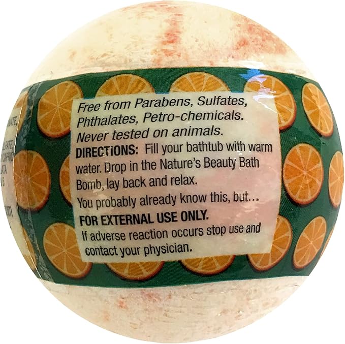 Nature's Beauty Sunshine Mandarin & Bergamot Bath Bomb Multi-Pack - Natural Hand Crafted, Non-Staining, Luxury Fizzy Spa Bomb, Nourishe Dry Skin, Made w/Coconut Oil + VIT. E, 4.6oz (4 Pack)