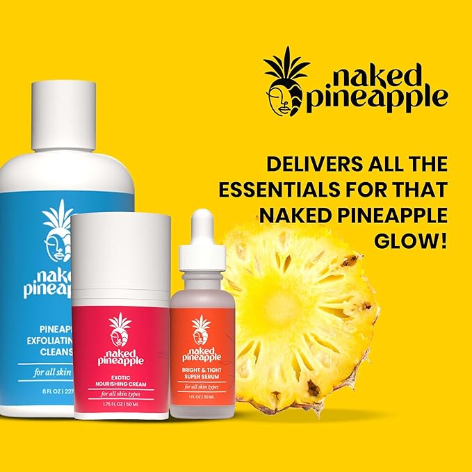 Starter Kit: Cleanser, Serum & Cream Trio with Pineapple Enzymes – For Hydrated, Firm, Radiant Skin & a Glowing Complexion