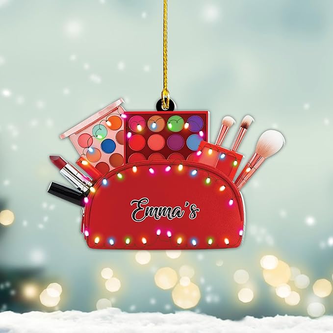 Personalized Makeup Tools Christmas Ornament 2025, Makeup Box Christmas Ornament Gift for Makeup Artist, Christmas Tree Decor for Makeup Shop, Gift for New Makeup Coworkers (Makeup 8)