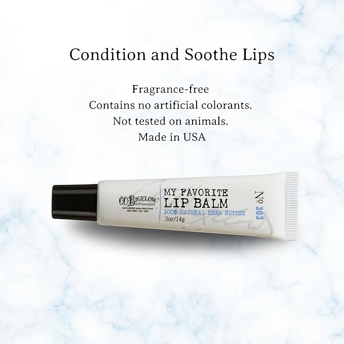 C.O. Bigelow My Favorite Lip Balm Tubes, Pack of 3 Bulk Lip Balm Tubes with Shea Butter & Jojoba Oil, 0.5 oz