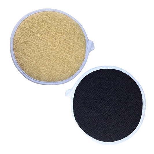 Moroccan Exfoliating Kessa Glove - Traditional Beauty Essential for Deep Skin Cleansing, Skin Exfoliation & Dead Skin Removal (set of 2 facial (Beige/Black))