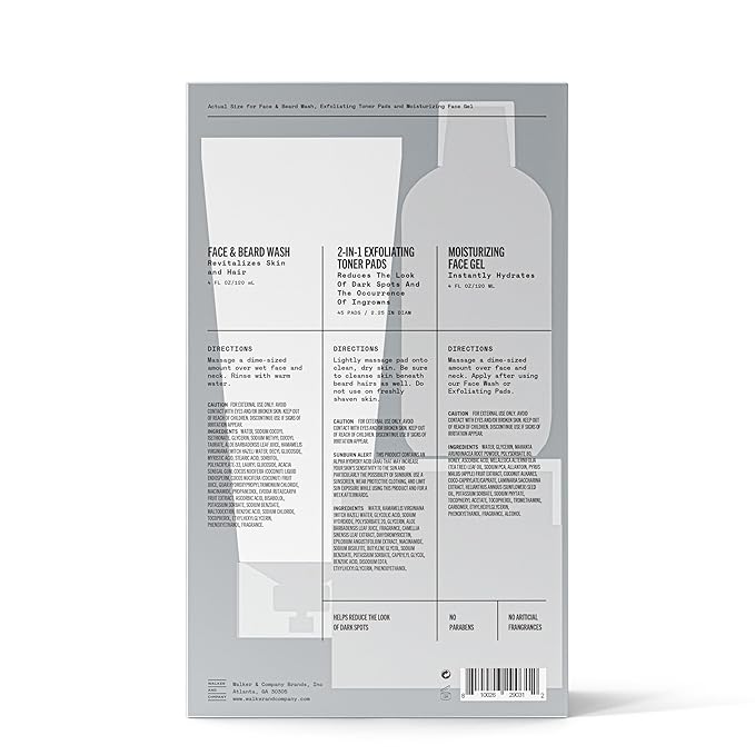 Bevel Skin Care Set - Includes Face Wash with Aloe Vera, Glycolic Acid Exfoliating Pads, Lightweight Face Moisturizer, Helps Treat Blemishes, Bumps and Discoloration (Packaging May Vary)