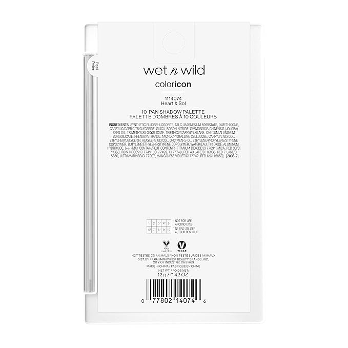 wet n wild Color Icon 10-Pan Eyeshadow Makeup Palette, Long Lasting, Shimmer, Metallic, Glittery, Matte, Rich Smooth Pigment, Cruelty Free - Pink Heart And Sol