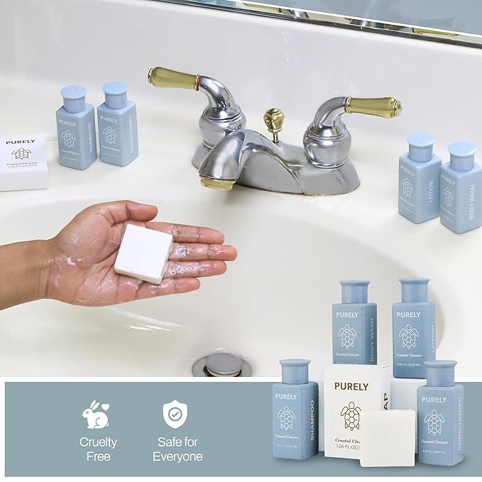 150 piece set | Hotel Soaps and Toiletries Bulk set | Airbnb Essentials for Hosts | Mini Travel Size Shampoo and Conditioner Sets | Bulk Travel Size Toiletries | Homeless Supplies Bulk Amenities