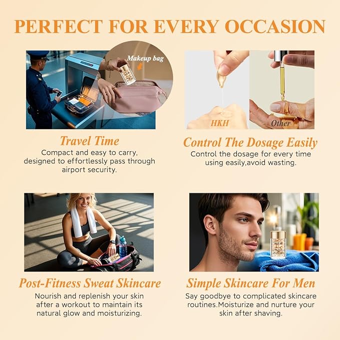 Vitamin C Face Serum Oil - HKH Vit C with Vitamin E Anti-Aging Serum Capsules, Firming Skin & Reduces Fine Lines, 48 Travel-Friendly Skincare Capsules for Smooth, Moisturized Skin, with Scissors