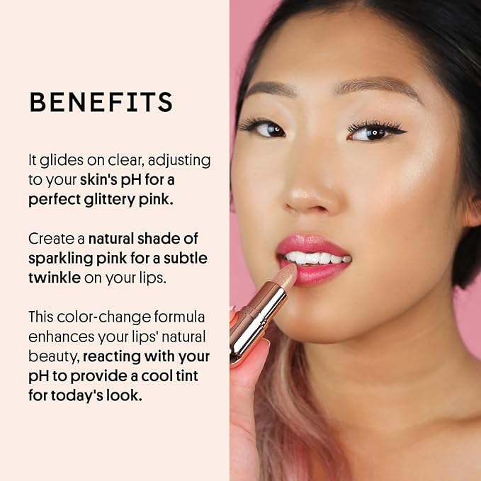 Winky Lux Rosé Glimmer Balm -Hydrating ph Lip Balm, Natural Pink Tint with pH Color Changing, Moisturize & Soften Lips While Leaving Sheer Pink Tint, with Vanilla Scent