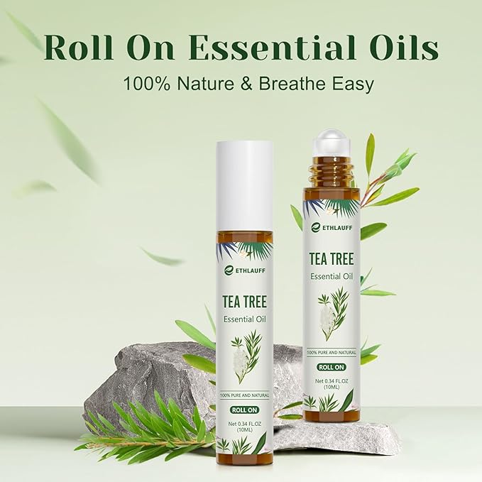 Tea Tree Oil Roll On - 100% Pure Tea Tree Essential Oil for Skin - Premium Quality Aromatherapy Oil