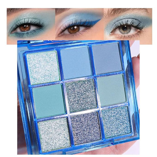 Sapphire Blue Smoky Eye Shadow Palette,Navy Royal Blue Green Goth Natural Eyeshadow Palette,Waterproof,Long Lasting Naturing-Looking