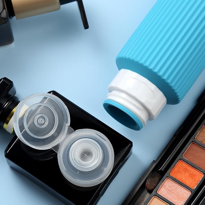 Travel Bottles for Toiletries, Large 6oz Travel Size Containers, BPA Free Leak Proof Tubs Refillable Liquid Accessories with Toiletry Bag for Cometic Shampoo and Lotion Soap (4 Pack)