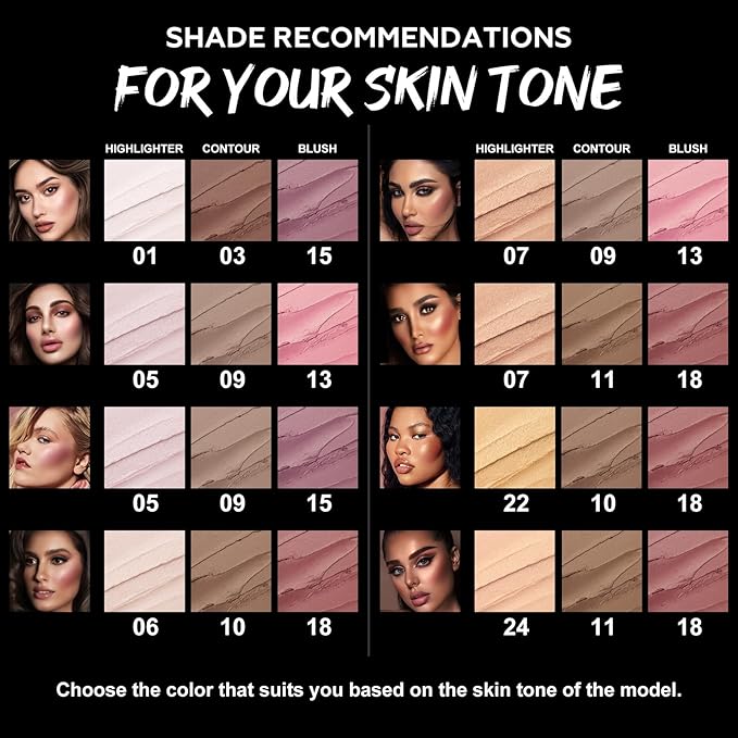 FOCALLURE 3PCS Cream Contour Stick - Highlighter Bronzer Blush Set for Face Sculpting, Non-Greasy Longwear Makeup, Easy to Blend with Natural Matte Finish,SET 2