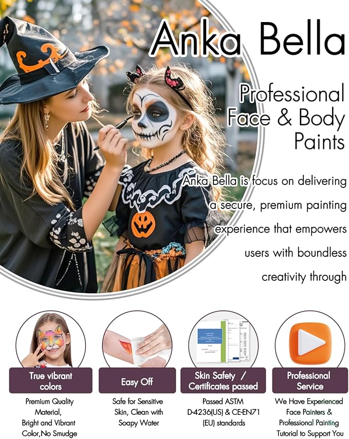 Anka Bella Professional Pre-Quality Face Paint Brushes Set,Including 14pcs Different Size Paint Brushes & Standable Case,Convenient to Use