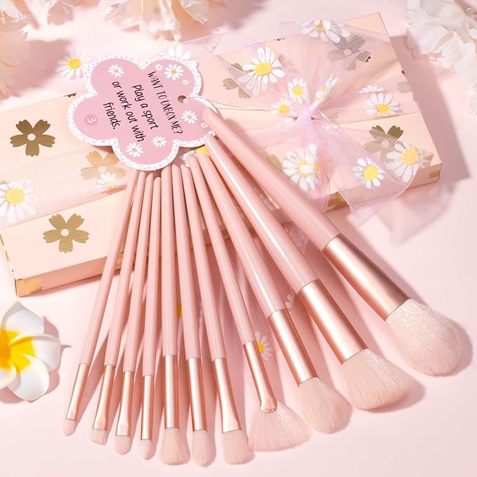 Birthday Gifts for Tween Teen Girls - 8 PCS Gifts Basket Teen Girl Gifts Trendy Stuff Girls Fun Empower Gift Box w/Task Tags Make up Brushes Makeup Bag, Graduation Gifts Idea for Her Niece Daughter