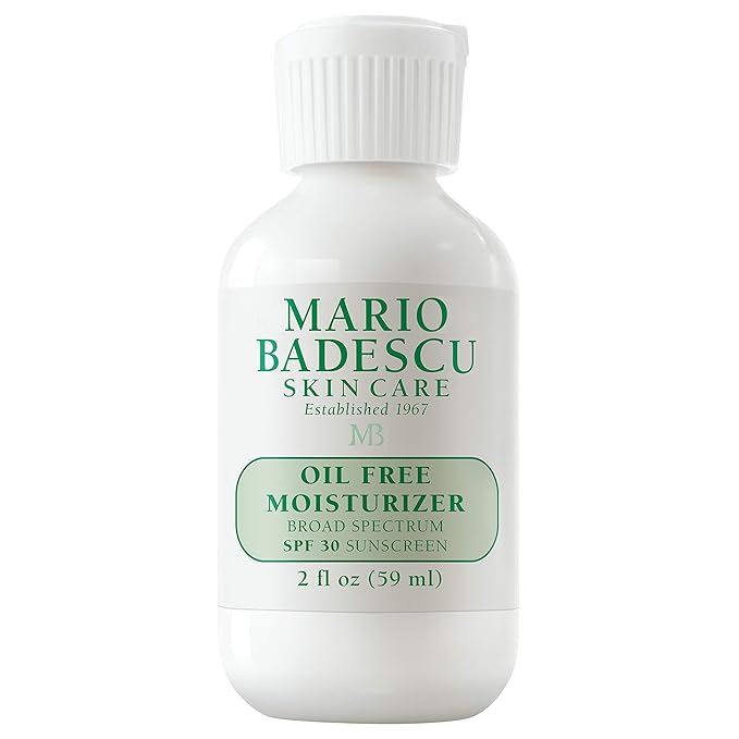 Mario Badescu Oil Free Moisturizer with Broad Spectrum SPF 30 Face Sunscreen for Combination, Oily & Sensitive Skin, Lightweight and Non-Greasy Formula with Green Tea & Aloe Vera, 2 Fl Oz