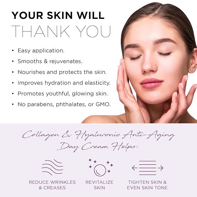 Azure Cosmetics Collagen & Hyaluronic Acid Face Moisturizer - Dermatologist Tested, Anti-Aging Cream for Fine Lines & Wrinkles - Ultra Hydrating Face Cream - Korean Skin Care - Day & Night Duo Set