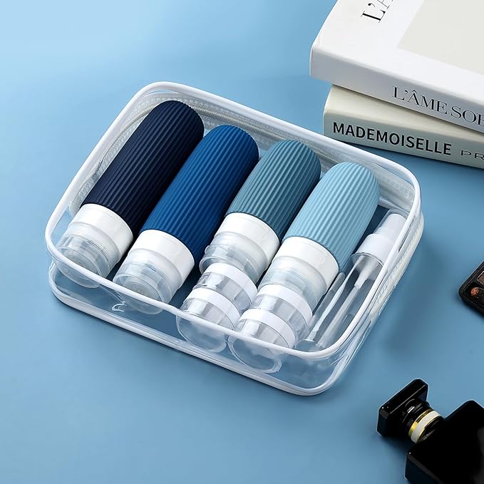 16 Pack Travel Bottles Set, TSA Approved Leak Proof Silicone Squeezable Containers for Toiletries, Refillable Travel Accessories for Conditioner, Shampoo, Lotion & Body Wash Accessories