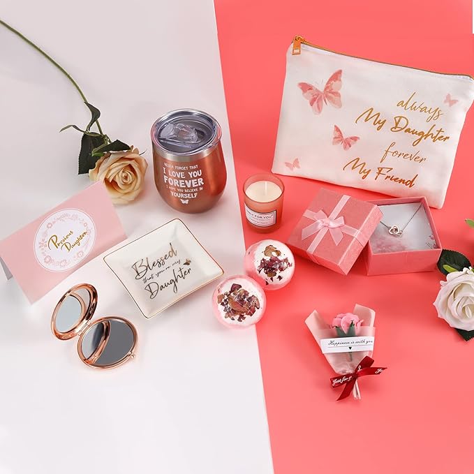 Gift Box for Daughters - Birthday SPA Gift Basket for Grown Adult Women and Girls from Mom Dad - Heartfelt Gift Sets for Graduation, Congratulations, Christmas, Holidays, Thank You