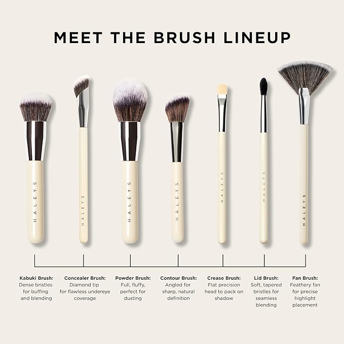 HALEYS Concealer Brush VEGAN+CRUELTY-FREE, Sustainable Wood, Vegan Bristles for Airbrushed Finish, For Creams,Liquids, Powder, Streak-free, Perfect Blending, Buffs, Smooths with Control, Special shape