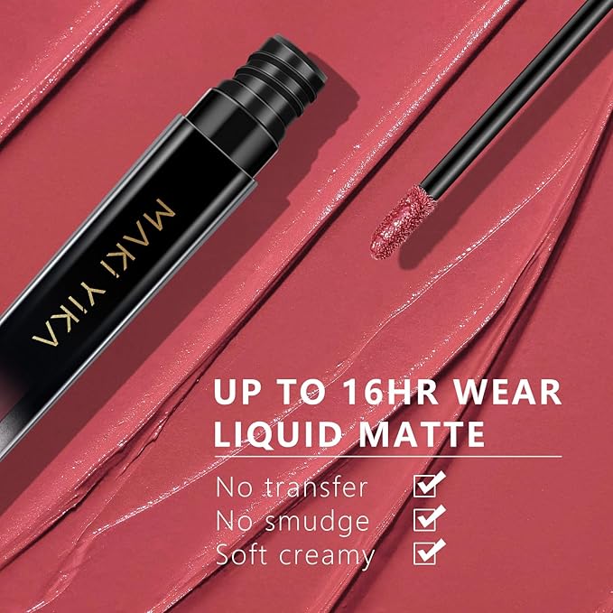 MAKI YIKA Red Lipstick for Women Color Stay Long Lasting Lipsticks, No Smudge Matte Liquid Lipstick Transferproof Cruelty-Free Lip Color | Rosey Nude
