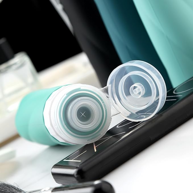 Gemice Travel Bottles - 3oz TSA Approved Containers, BPA Free, Leak Proof, Squeezable Silicone, Clear Toiletry Bag (4 Pack)