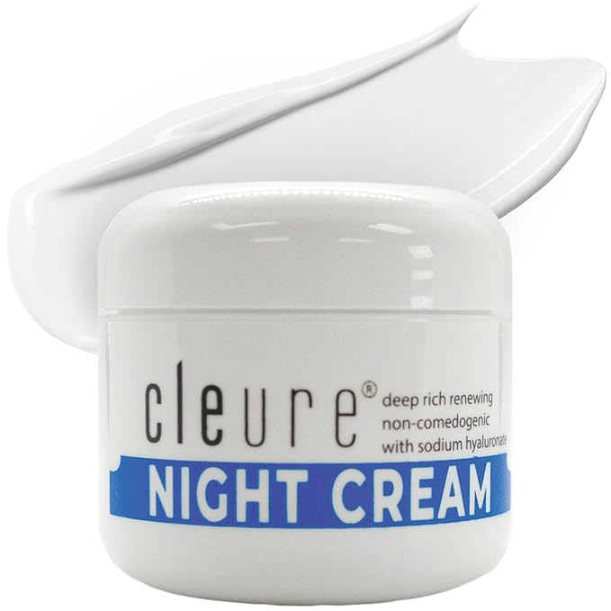 Cleure Hyaluronic Acid & Shea Butter Anti-Aging Night Cream for Sensitive Skin, Gluten, Salicylate, Paraben & Fragrance Free (2 oz, Pack of 1)