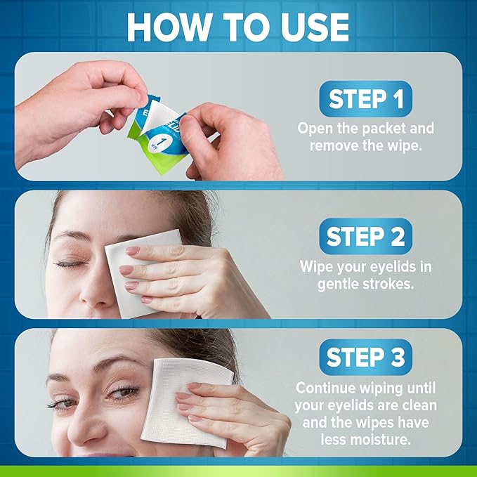 JJ CARE Eyelid Cleaning Wipes 160 PCs, Individually Wrapped Eye Lid Scrubbing Wipes, Moisturizing Eye Wipes for Irritated, Itchy, and Dry Eyes, Hypoallergenic Eye Scrub Cleaning Pads