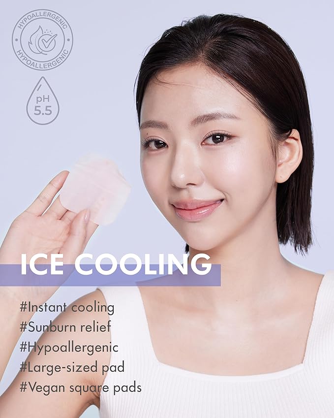 DERMAL Ice Cooling Toner Pad - Korean Soothing & Hydrating Toner Pads with Aloe Vera - After Suncare, Sunburn Relief, Redness Relief - Vegan Square Pads - High Capacity, 120 Pads