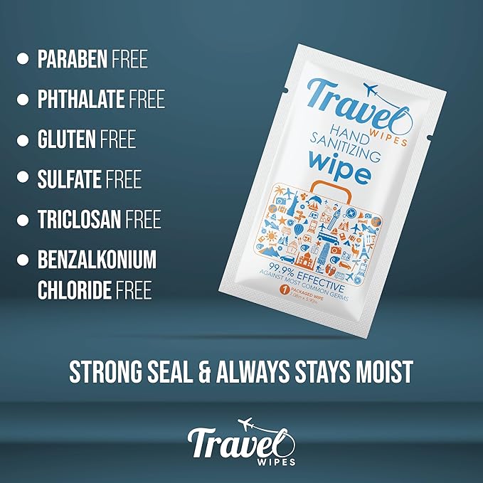 Hand Sanitizing Travel Wipes – 15ct Individually Wrapped | Fragrance-Free, Moisturizing, 70% Isopropyl Alcohol Wipes | Travel, Home, Office, Daily Use | Made in USA
