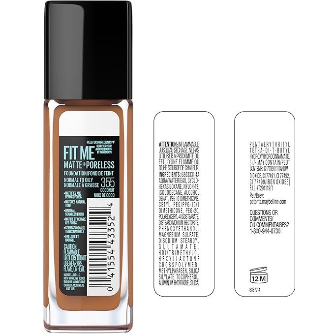 Maybelline Fit Me Matte + Poreless Liquid Oil-Free Foundation Makeup, Classic Beige, 1 Count (Packaging May Vary)