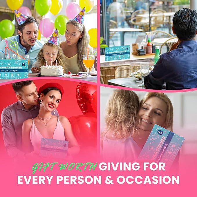 Shower Steamers Aromatherapy - 8 Pack Eucalyptus Shower Steamers for Women & Men with Essential Oils, Natural Stress Relief & Self Care Shower tablets for Spa, Mothers Day Gift, Birthday and Christmas