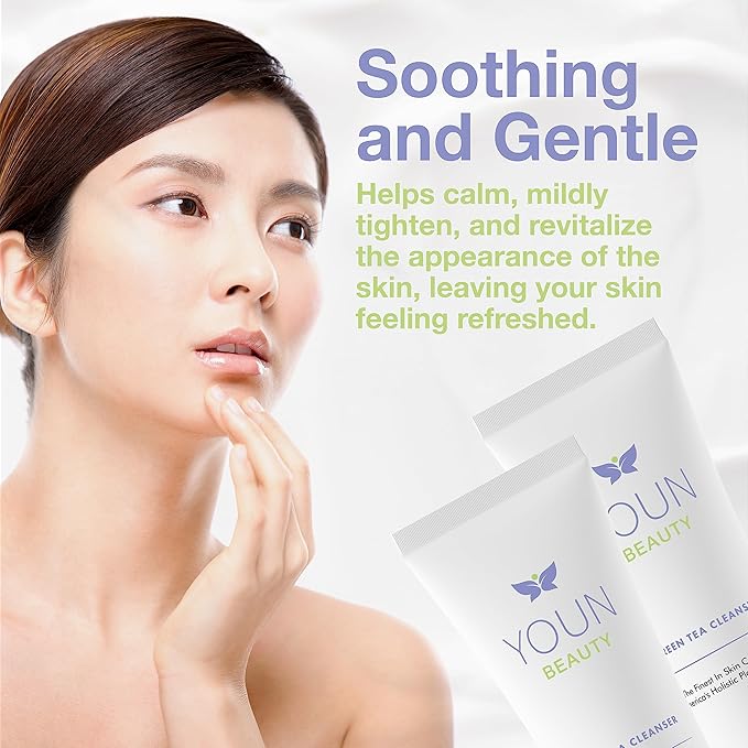 YOUN Beauty Green Tea Face Cleanser by Dr. Anthony Youn – Paraben-Free, Hydrating Facial Cleanser with Aloe Vera, Chamomile & Cucumber Extracts – Daily Face Wash for All Skin Types