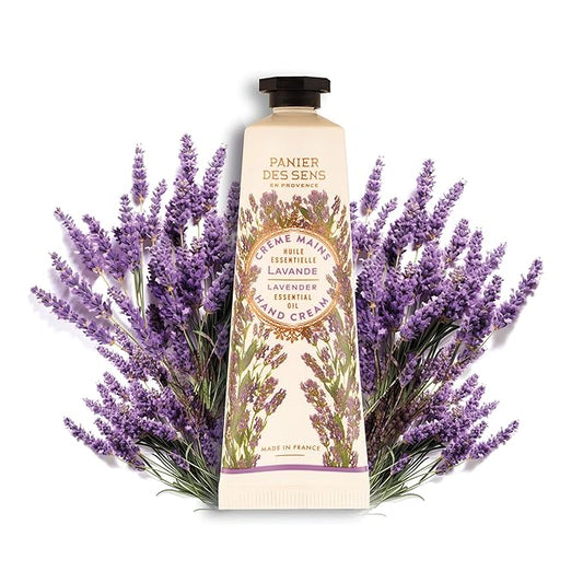 Panier des Sens - Small Hand Cream for Dry Cracked Hands - Lavender Mini Hand Lotion for Dry Skin - With Shea Butter and Olive Oil - Hand Care 97% Natural Ingredients - Travel Size 1 floz