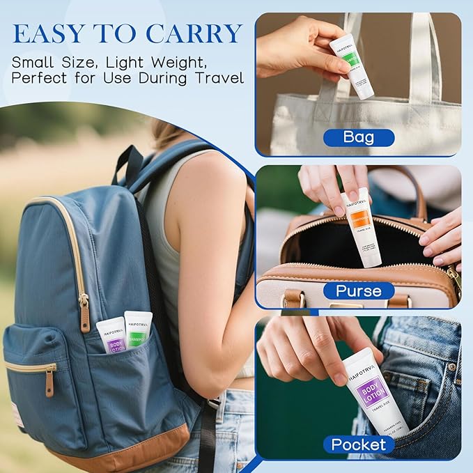 50 Pcs 5-IN-1 Hotel Soaps and Toiletries Bulk Set,5-Piece Set Mini Bulk Travel Size Toiletries Set 1 oz each Shampoo,Conditioner, Body Wash and Lotion,0.53 oz Soap Hotel Supplies for Guests,Homeless