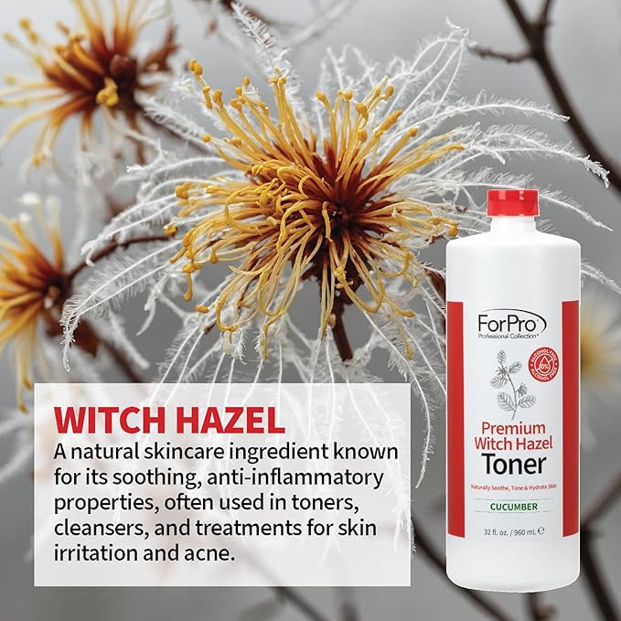 ForPro Premium Witch Hazel Toner, Alcohol-Free, Naturally Soothe, Tone & Hydrate Skin, Vegan, Cucumber Scent, 32 Fl Oz
