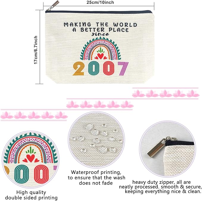 18th Gifts for Girls, Her, Sister, Daughter, Niece, Funny 2007 18th Birthday Gifts, Small Makeup Bag for 18 Year Old Teenage Girls Trendy Stuff, Christmas Party Favors Ideas, Cosmetic Travel Bags