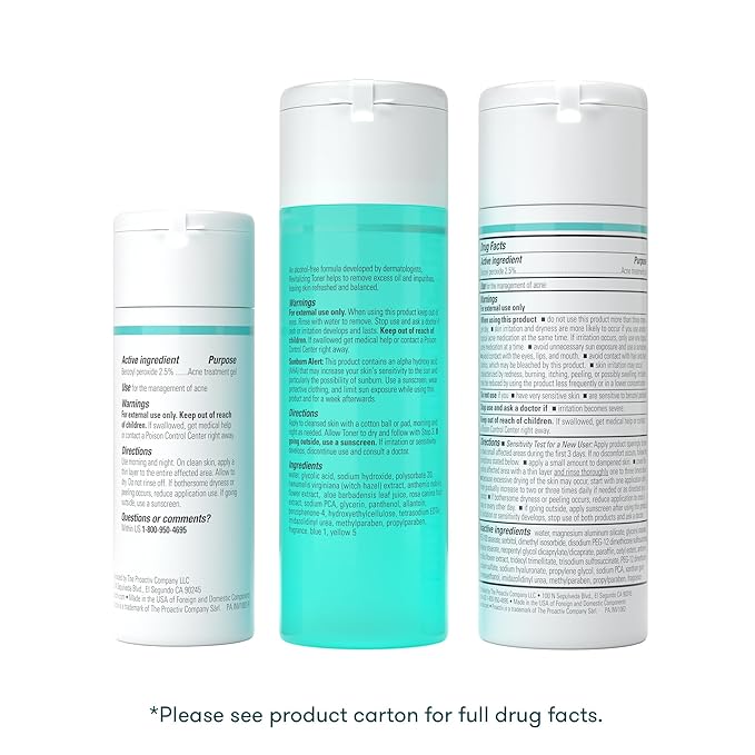 Proactiv 3 Step Acne Treatment - Benzoyl Peroxide Face Wash, Repairing Acne Spot Treatment for Face And Body, Exfoliating Toner - 60 Day Complete Acne Skin Care Kit