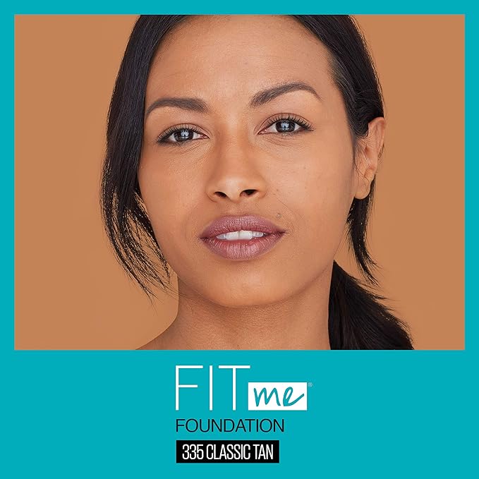 Maybelline New York Fit Me Matte + Poreless Liquid Foundation, Pouch Format, 335 Classic Tan, 1.3 Ounce