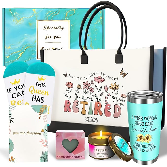 2025 Retirement Gift Set for Women - 12PCS Luxury Bundle with Tote Bag, Makeup Pouch, Tumbler, Candle & More - Perfect Going Away Gifts for Coworkers, Teachers, Nurses, Boss & Friends - (Green)