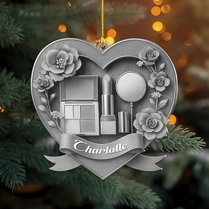 Personalized Makeup Tools Christmas Ornament 2025, Makeup Box Christmas Ornament Gift for Makeup Artist, Christmas Tree Decor for Makeup Shop, Gift for New Makeup Coworkers (Makeup 11)
