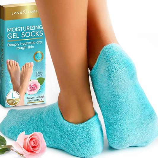Moisturizing Socks - Premium Gel Silicone Aloe Foot Spa Socks (Sizes 9-10) Infused with Vitamin E & JoJoba Oil - Self Care Gifts for Women