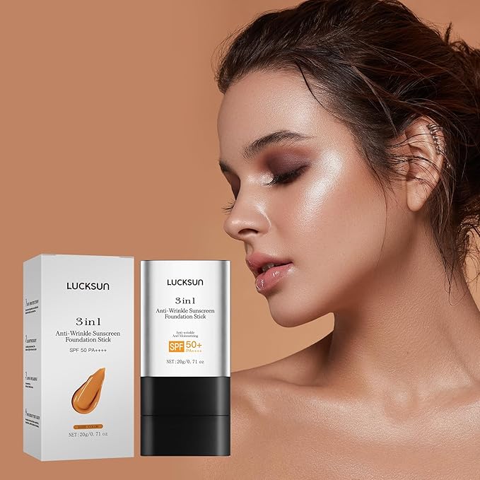 3-in-1 Anti-wrinkle Long-Lasting Hydrating Foundation Stick, Concealer, Multi-Use Coverage Cream, Natural Matte Finish for All Skin Types (Dark)