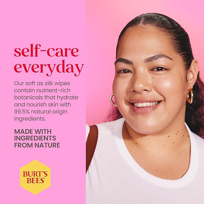 Burt's Bees Back To School Dorm Essentials, Rose Water Face Wipes, for All Skin Types, Hydrating Micellar Makeup Remover & Facial Cleansing Towelettes, 30 Ct (3-Pack)