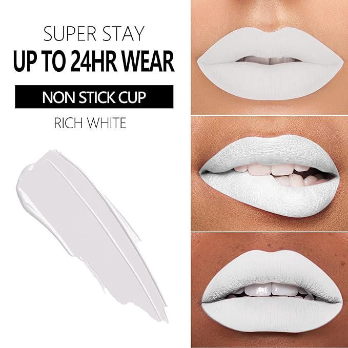 MAKI YIKA White Lipstick for Women Color Stay Long Lasting Lipsticks No Smudge Matte Liquid Lipstick Transferproof Cruelty-Free Lip Color |Rich White