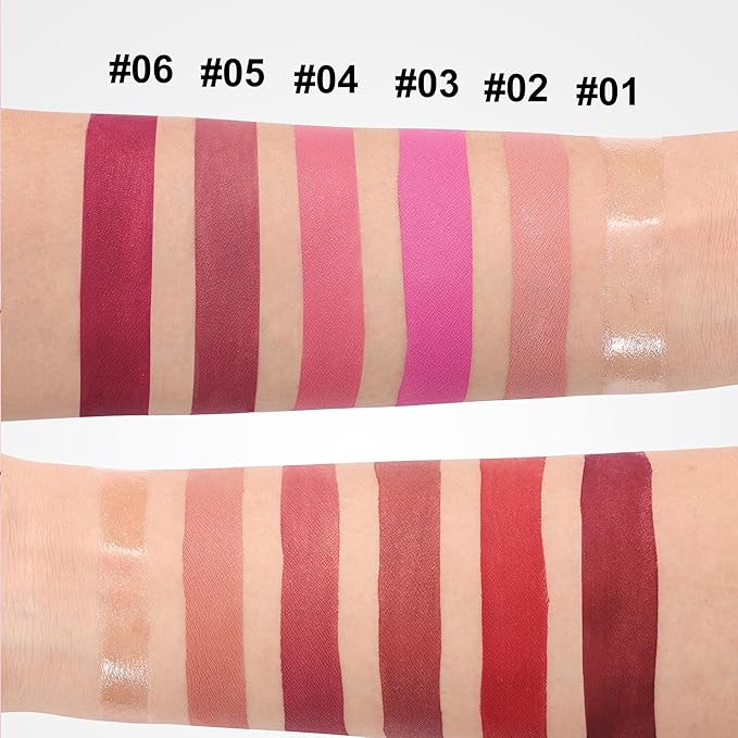 6PCS Diamond Lip Gloss Set, Matte & Pearlescent Finish, Long-Lasting Hydrating Lipstick, Non-Sticky, High-Pigment Formula for All-Day Wear, Shimmer & Velvet Effect (Diamond A, 1)