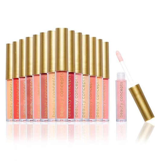 Beauty Concepts Lip Gloss Collection โ Shimmering, Glossy Lip Makeup Set for a Radiant Finish, Pink Ornaments